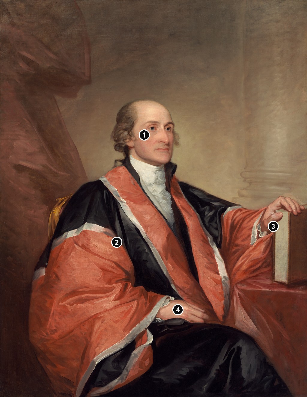 Annotated details from John Jay by Gilbert Stuart